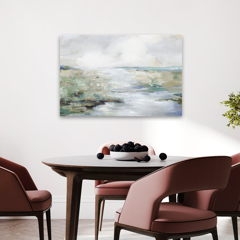 Green Beach Landscape Nature Painting Impressionism Art Coastal Art Contemporary, 36" H x 24" W