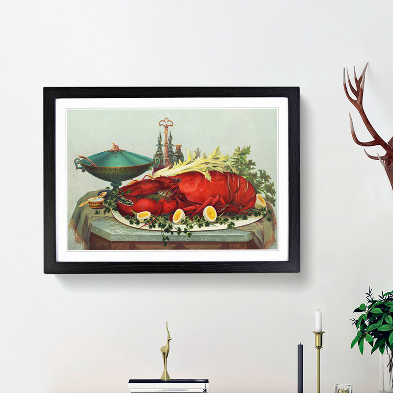 Still Life with Lobster - Framed Print, 27cm H x 36cm W x 2cm D, Black Framed