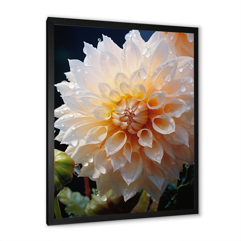 Sérénade florale orange sur toile, H 40 po x l 30 po x P 1,5 po, Cadre simple noir