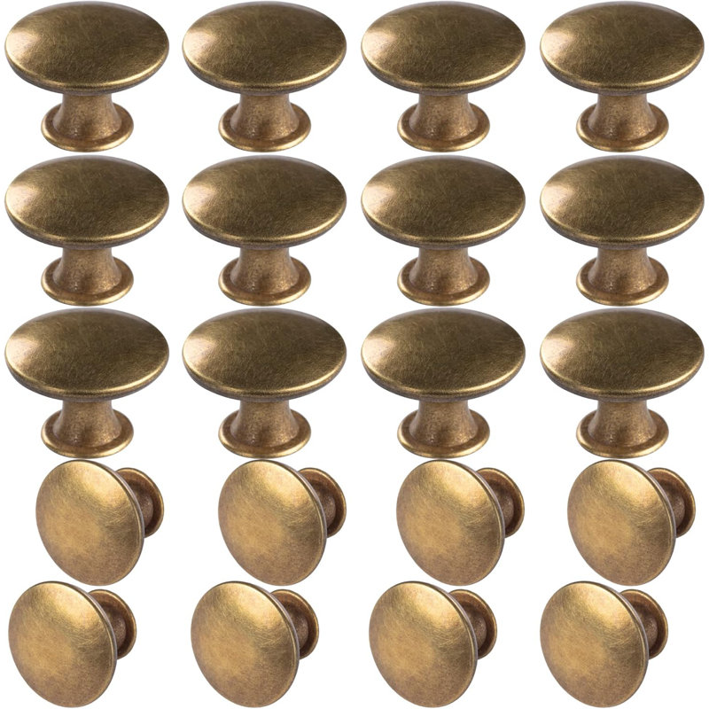 Paquet de 20 boutons d'armoire - Poignées de tiroir rondes en alliage d'aluminium creux avec vis pour quincaillerie de porte de salle de bain