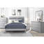 Lit en bois avec tête de lit tapissier grise, meubles de chambre à coucher essentiels, lit, tête de lit-950684943