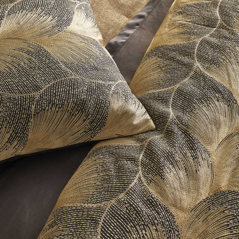 The Met x Ann Gish Fan 100% Cotton Throw Square Pillow Cover, Umber/Gold