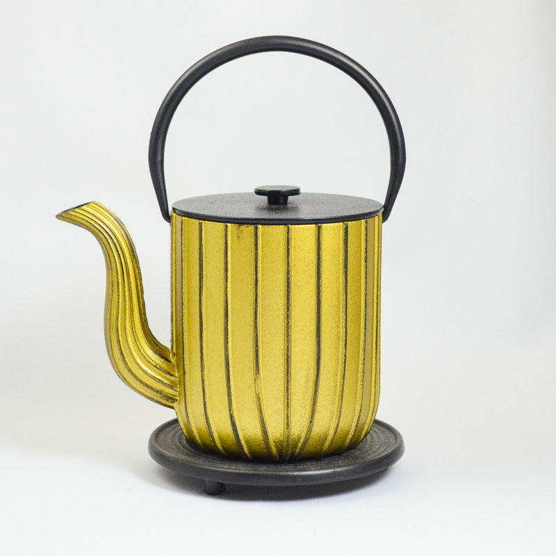 August Grove Bomar Teapot, Gold/Black