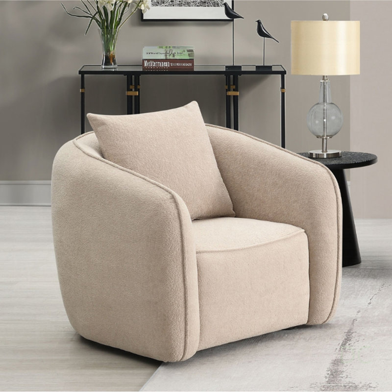 Chaise en chenille Keith Beige avec coussin moelleux, siège confortable et élégant pour tout espace de vie, Chenille beige
