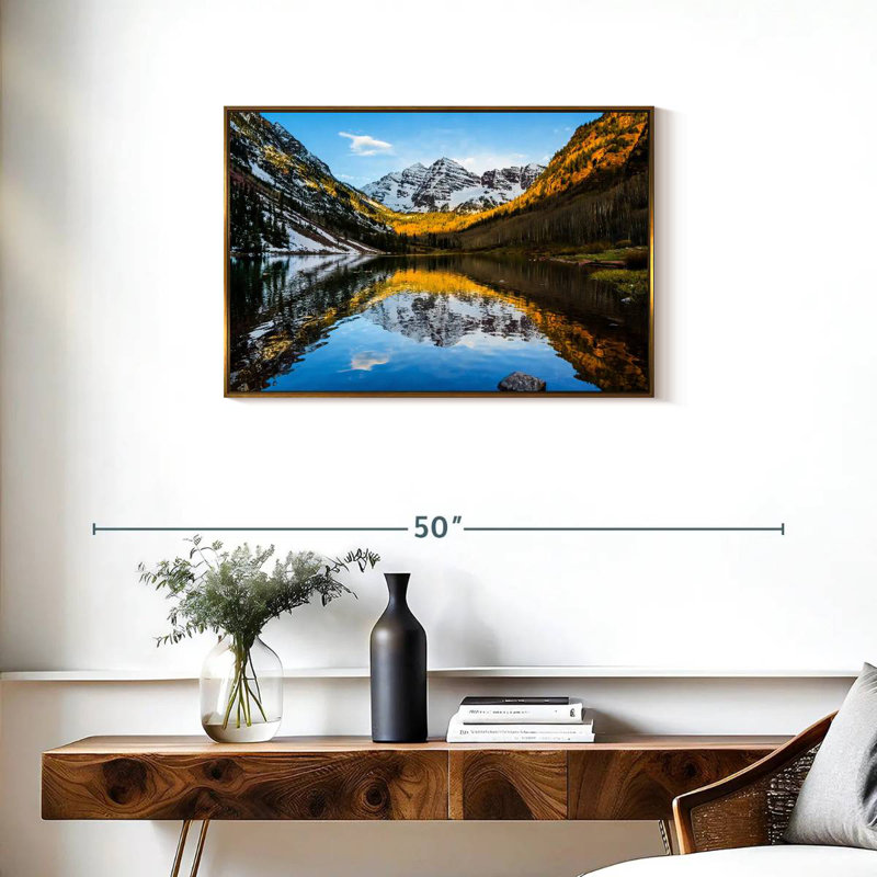 Scène de montagne Maroon Bells, Cadre flottant doré, 31 po x 21 po