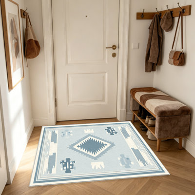 Soft Sky Blue Modern   area rugs for Living Room, Soft and Comfortable, Suitable for all seasons, easy to maintain, machine washable Indoor floor mat, Under Table Farmhouse suitable for Bedroom, Dining Room, Study,  Balcony, Home Decor Patio