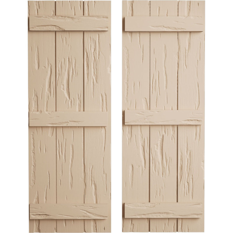 Volets en faux bois rustique à planche et nouettes (par paire), H 76 po x l 16,5 po x P 1 po, 16"