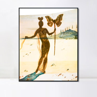 Impression giclée sur toile encadrée, série n° 035, par Salvador Dali : décoration murale pour salon, maison ou bureau (cadre mince noir, 61 cm x 81 cm).