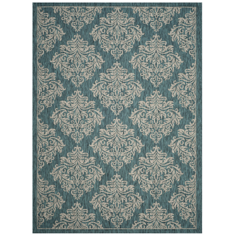 Tapis intérieur / extérieur Courtyard Performance Damask, Rectangle 6 pi 7 po x 9 pi 6 po