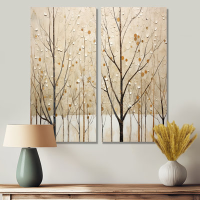Harmonous arbre beige art II - grands arbres, art mural