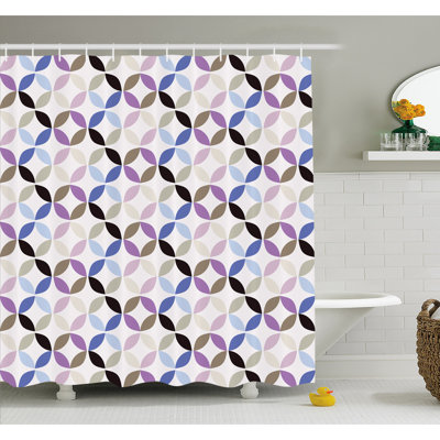 Dru Geometric Shower Curtain with Hooks Included