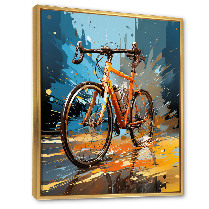Vélo «Bold Rides II» - impression, H 44 po x l 34 po x P 1,5 po, Cadre flottant doré