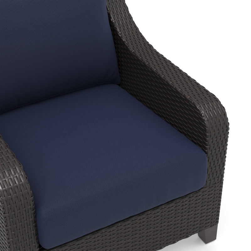 Fauteuils club d'extérieur en osier Rienelt, Bleu