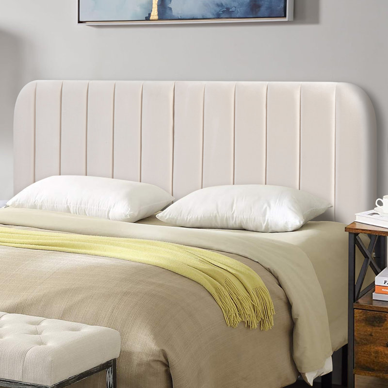 Upholstered Easy Assemble Headboard, Beige, King