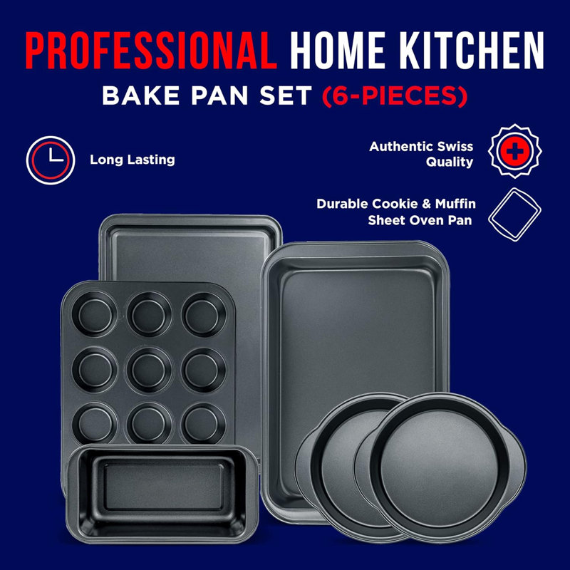 Lifemaster 6 Piece Non-Stick Steel Bakeware Set