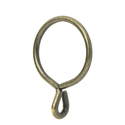 Drapery Eyelet Curtain Rings - 1.7" Ring for Curtain Hook Pins, Set of 14 - Antique Brass