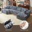 Canapé modulaire surdimensionné en forme de U de 132 po, grand canapé modulaire en forme de nuage avec méridienne, canapé modulaire en velours côtelé doux pour grand salon, compression, aucun assemblage requis, gris clair