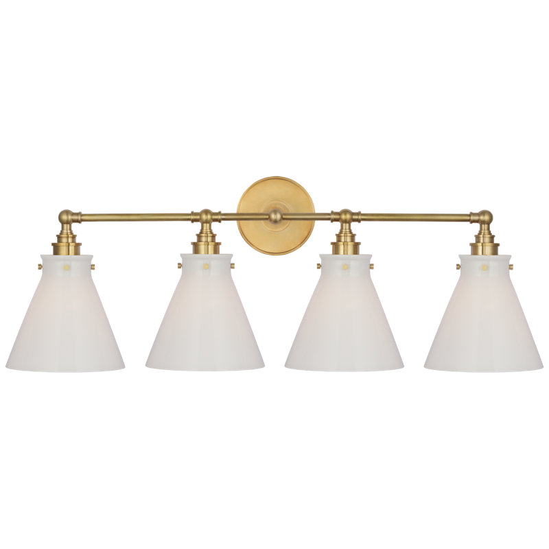 Parkington 4 - Light Vanity Light, White, Antique Burnished Brass
