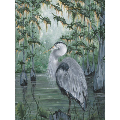 " Louisiana Great Blue Heron " Mixed Media Print