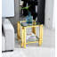 Square Stainless Steel End Table, Double-Layer Tempered Glass With Hidden Storage-1691247592