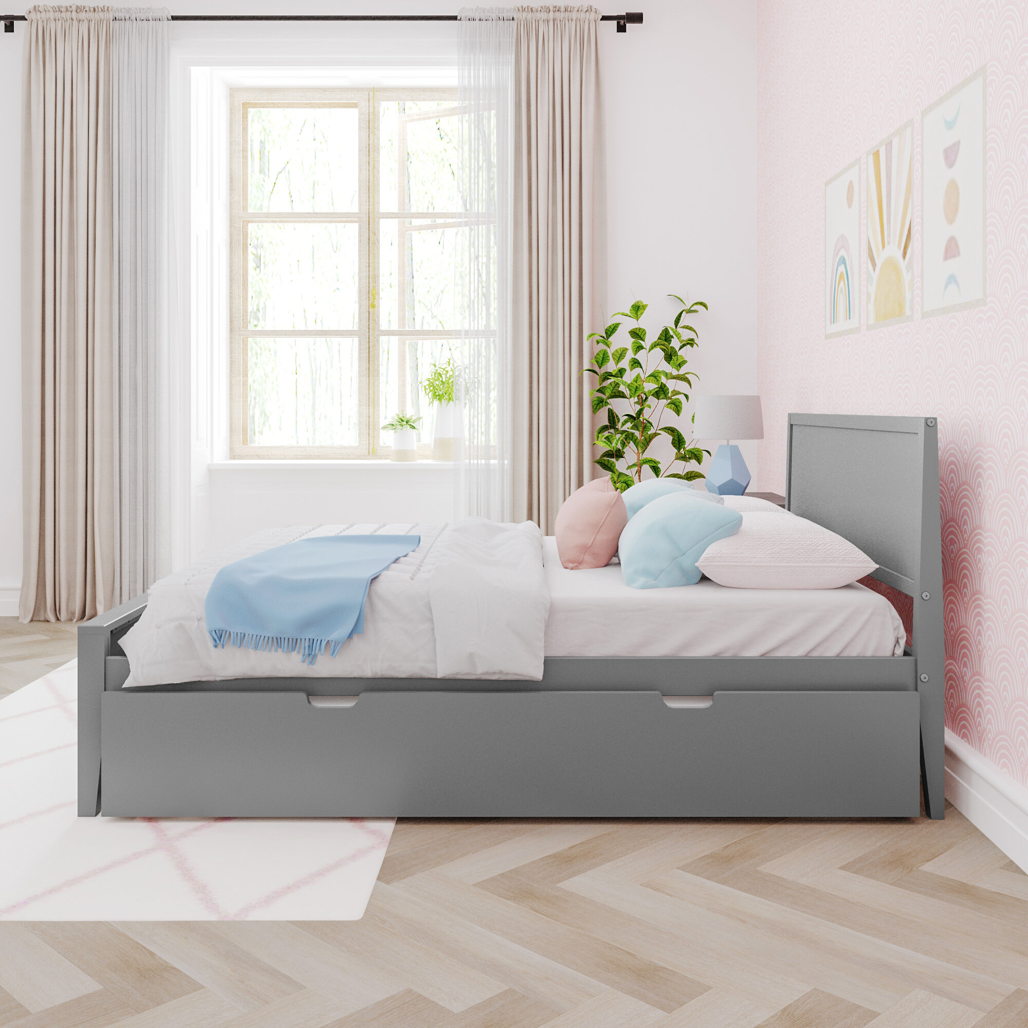Rosenthal Solid Wood Trundle Bed, Clay, Full/Double