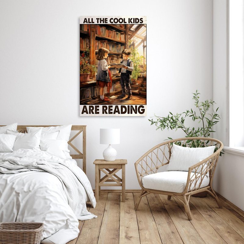 Impression sur toile, "All the cool Kids are lecture" - 1 pièce, H 36 po x l 24 po x P 1,25 po