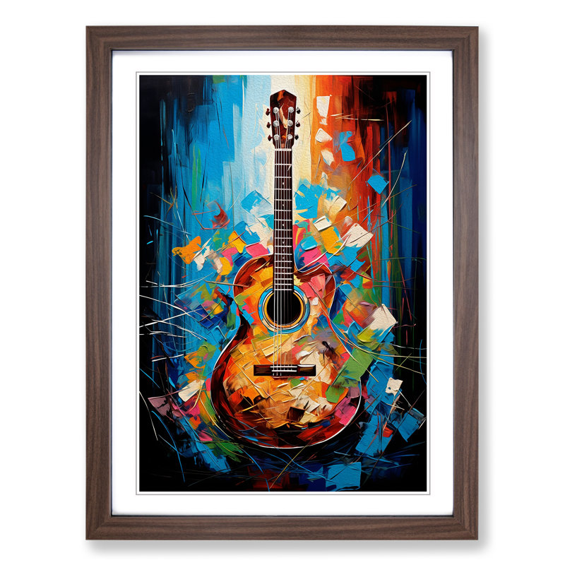 Acoustic Guitar Modern Art - Framed Print, Walnut Framed, 34cm H x 25cm W x 2cm D