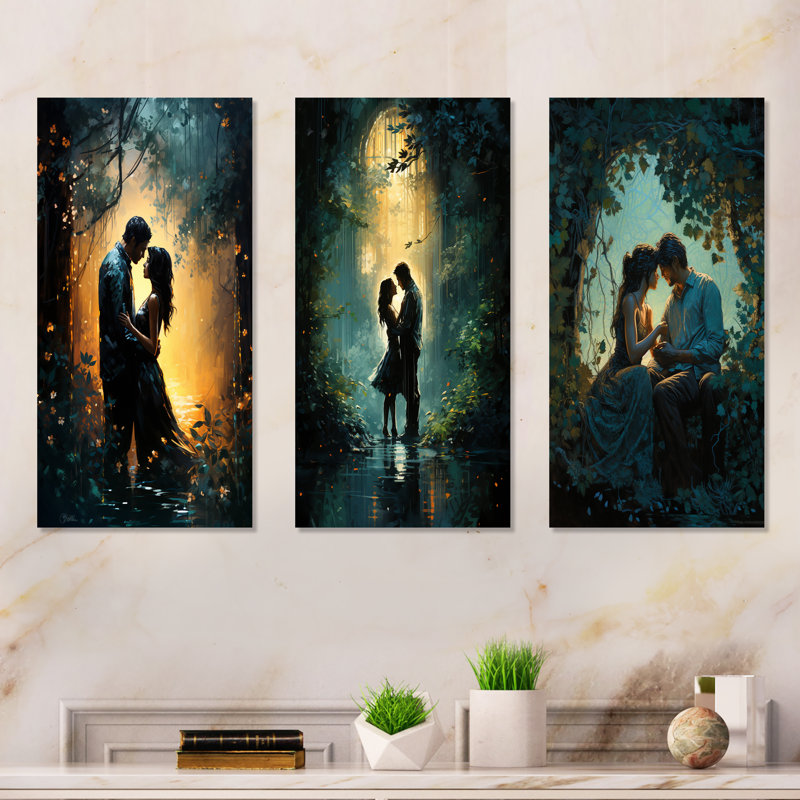 Couple de tendresse au crépuscule, Toile tendue, H 40 po x l 60 po
