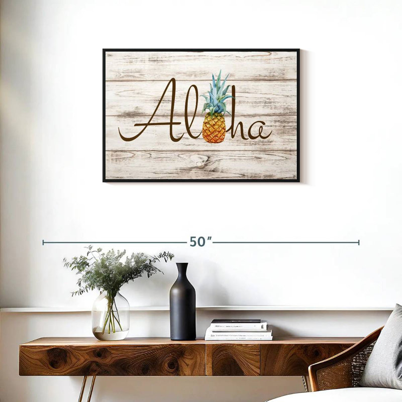 Aloha Pineapple, 31" X 21", Floating Frame Black