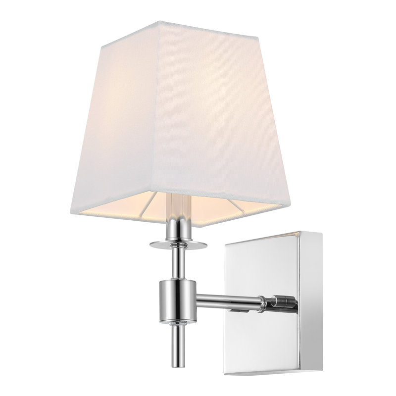 Clauren Chrome Iron Wall Sconce Set with White Shade