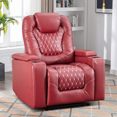 Fauteuil inclinable de cinéma maison 34,8 po en similicuir de qualité supérieure - Siège individuel immersif avec rangement pour bras cachés et porte-gobelets