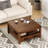 Coffee Table With Big Storage Drawer And 2-tier Storage Shelves-582603048