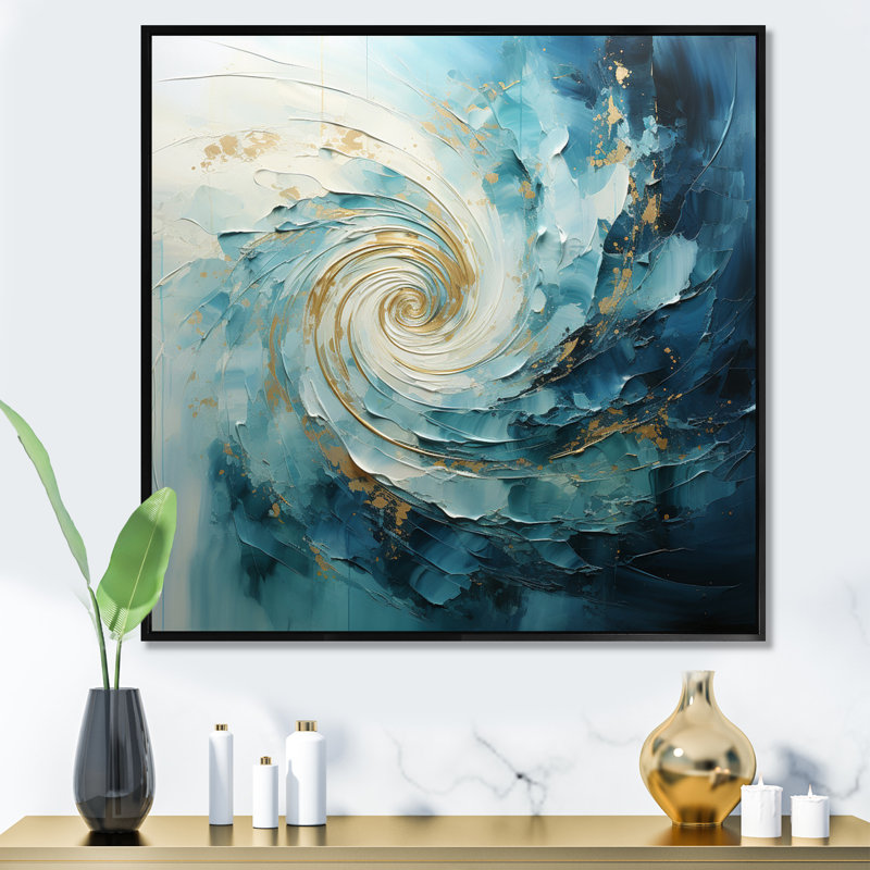 Spirales célestes I sur toile, H 36 po x l 36 po x P 1,5 po, Cadre flottant noir