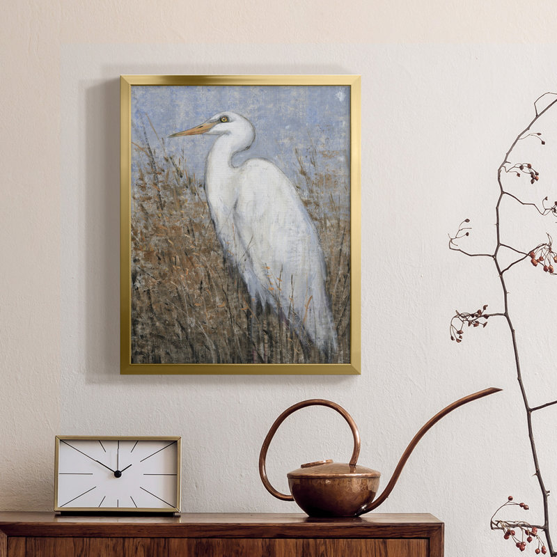 White Heron II - toile avec cadre de qualité supérieure - prête à être accrochée