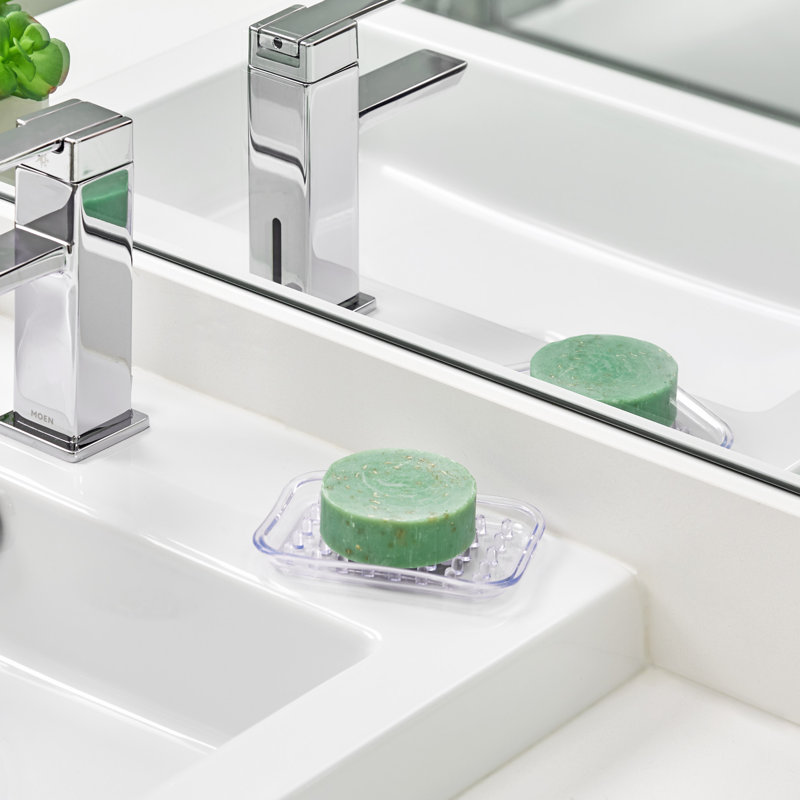 Clear Rectangular Plastic Soap Dish with Raised Bumps