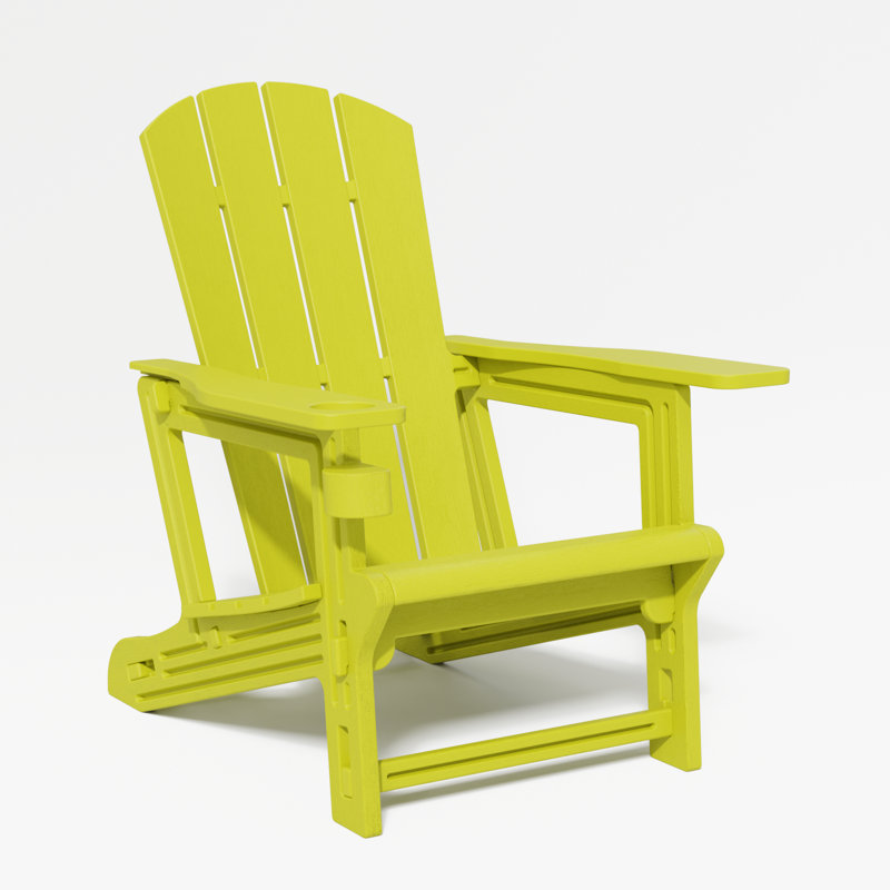 Four in a set Adirondack Chair with Cup Holder All-Weather Reclining Chair for Patio Deck Backyard and Poolside, Yellow