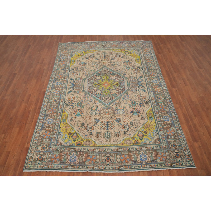 Tapis traditionnel rétro géométrique 7 x 9