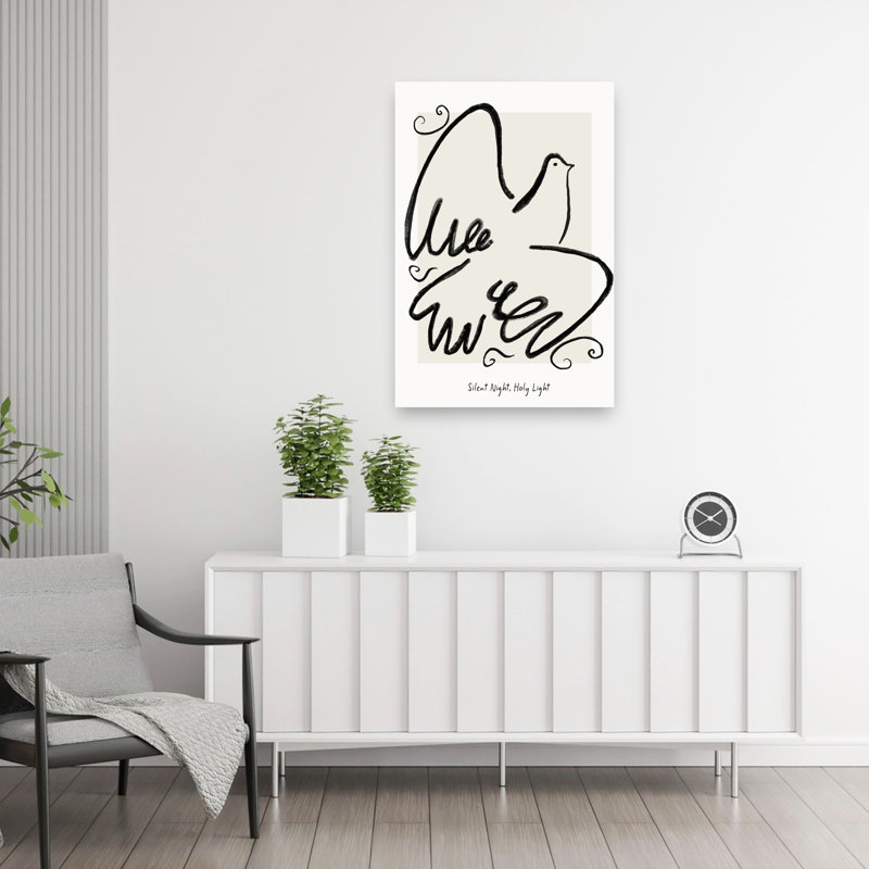 Silentnight Abstract Elegant Minimalist Bird Wall Art Print 1 Piece Wrapped Canvas Wall Art, 91.44cm H x 60.96cm W