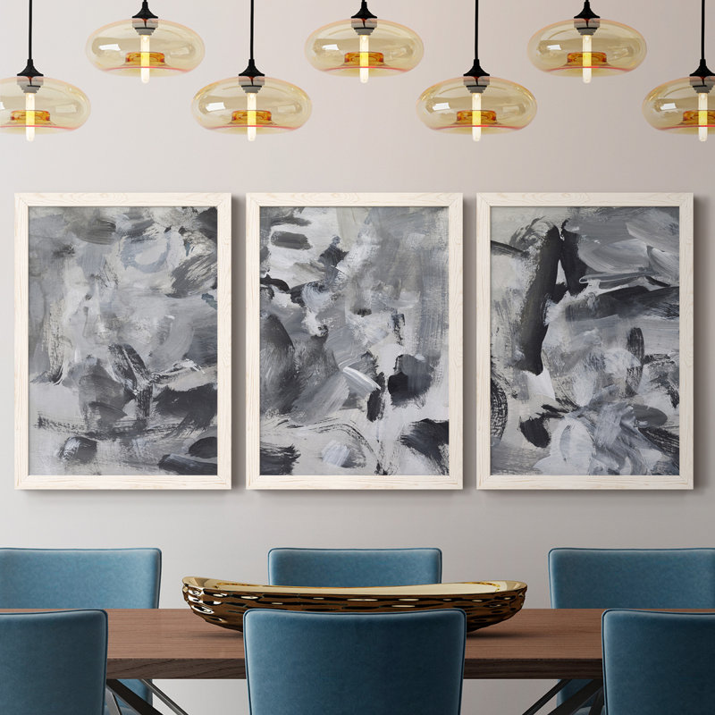 Toile encadrée noire et blanche de qualité supérieure - prête à être accrochée, Blanc, H 20 po x l 51 po x P 1,5 po