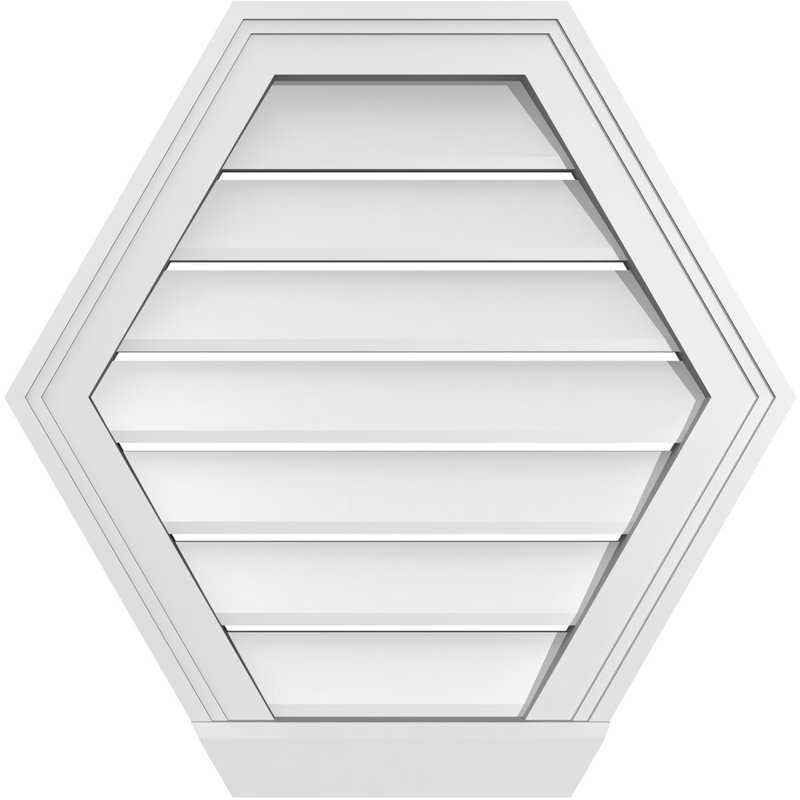 Horizontal Peaked Surface Mount Signature Urethane Functional Gable Vent, Primed Tan, 22" H x 22" W x 2" D