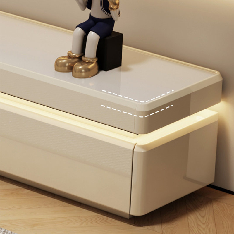 Meuble télé de style crème moderne et luxueux, 86.61", Bois manufacturé, Crème, crème