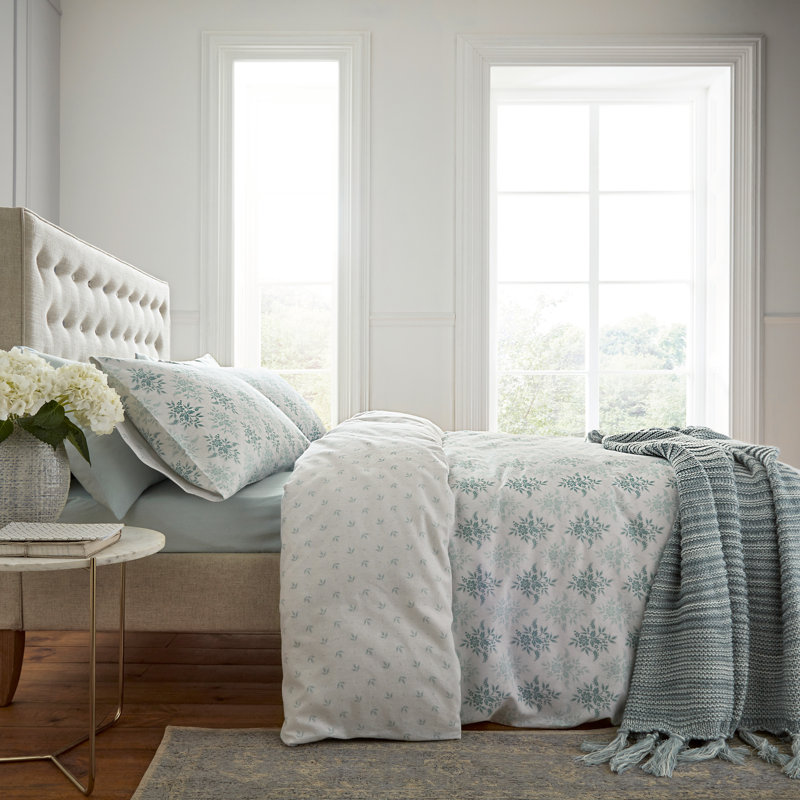 SOPHIE Brushed Cotton Duvet Cover Set, Single Duvet Cover + 1 Pillowcase, Teal