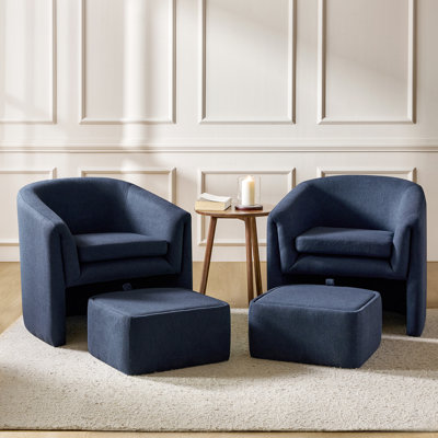 Yeomans Modern Upholstered Versatile Barrel Chair with Removable Leg Storage Ottoman