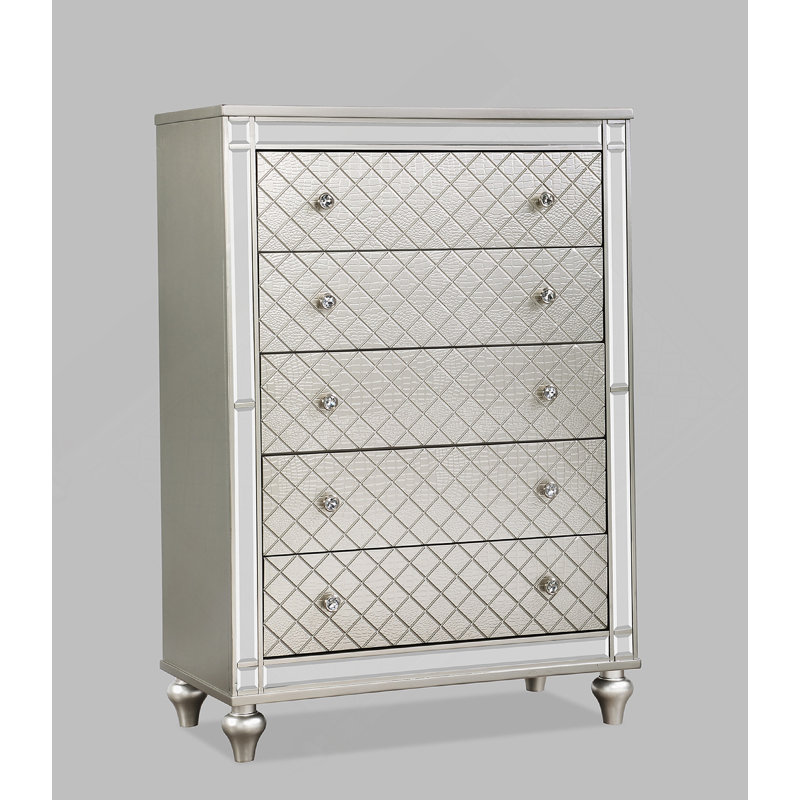 Commode de chambre à coucher 1 tiroir 5 pièces Glam