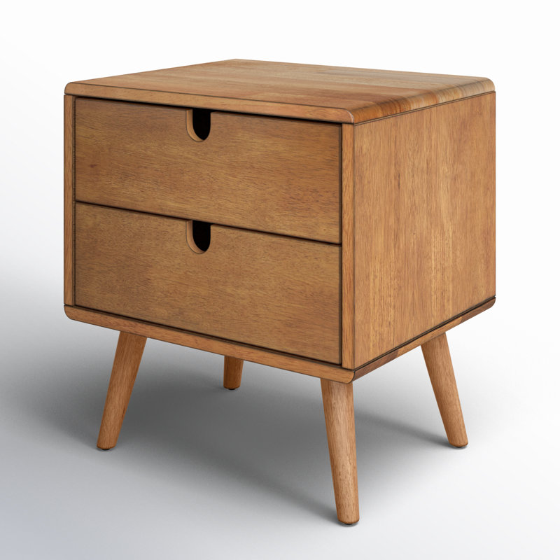 Table de chevet 2 tiroirs en bois massif et manufacturé 