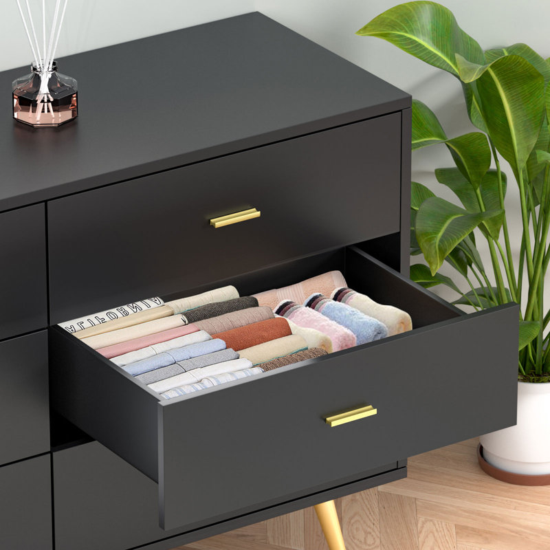 Riebling 47.24'' W 6 - Drawer Dresser, Black