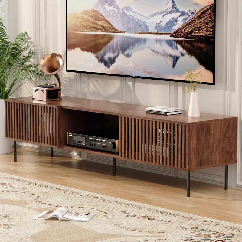 69.3'' W TV Stand Fits TV’S Up To 80 In. With 2 Slat Doors