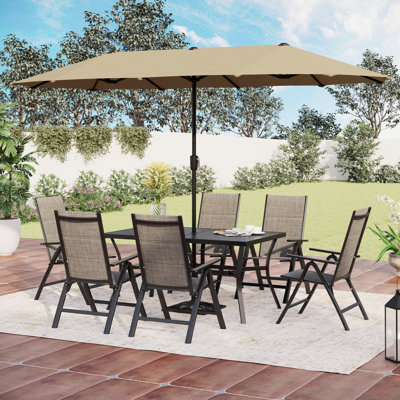 Rectangular 8 - Piece 6 - Person 152.4Cm L Outdoor Table Set