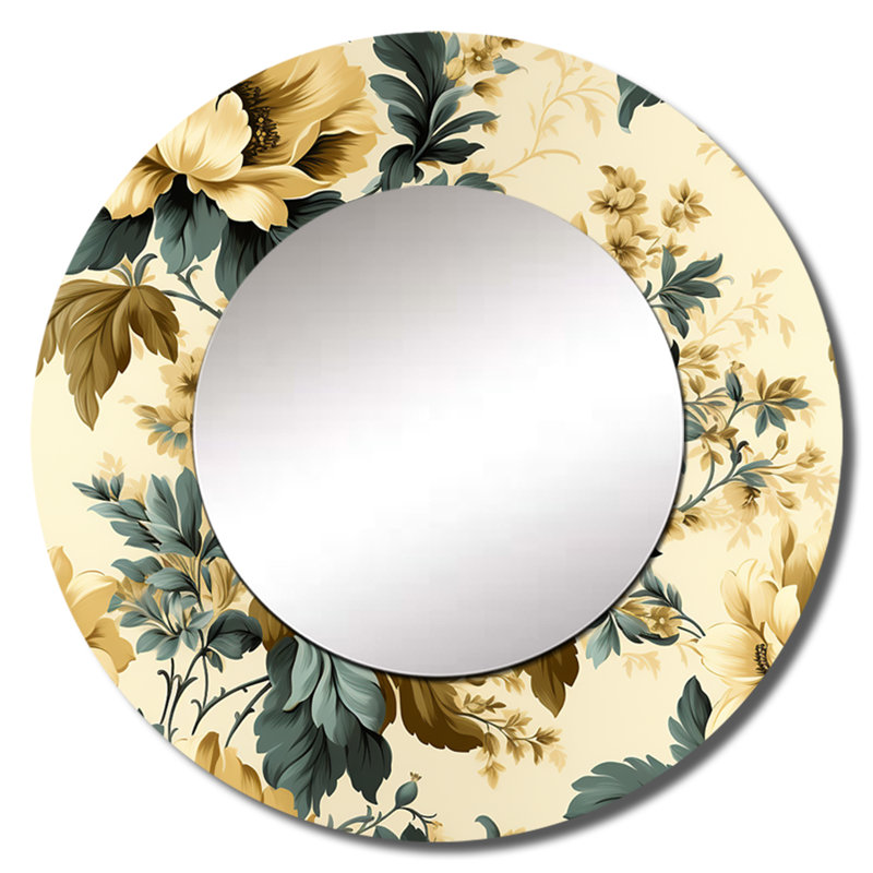 Art graphique en métal imprimé rétro, pivoines et damas rétro, 23 po x 23 po