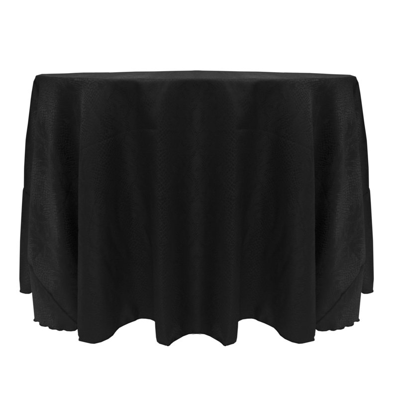 Ultimate Textile - Damask Kenya Round Tablecloth - Modern Jacquard Design, Black, 60" Round, 5